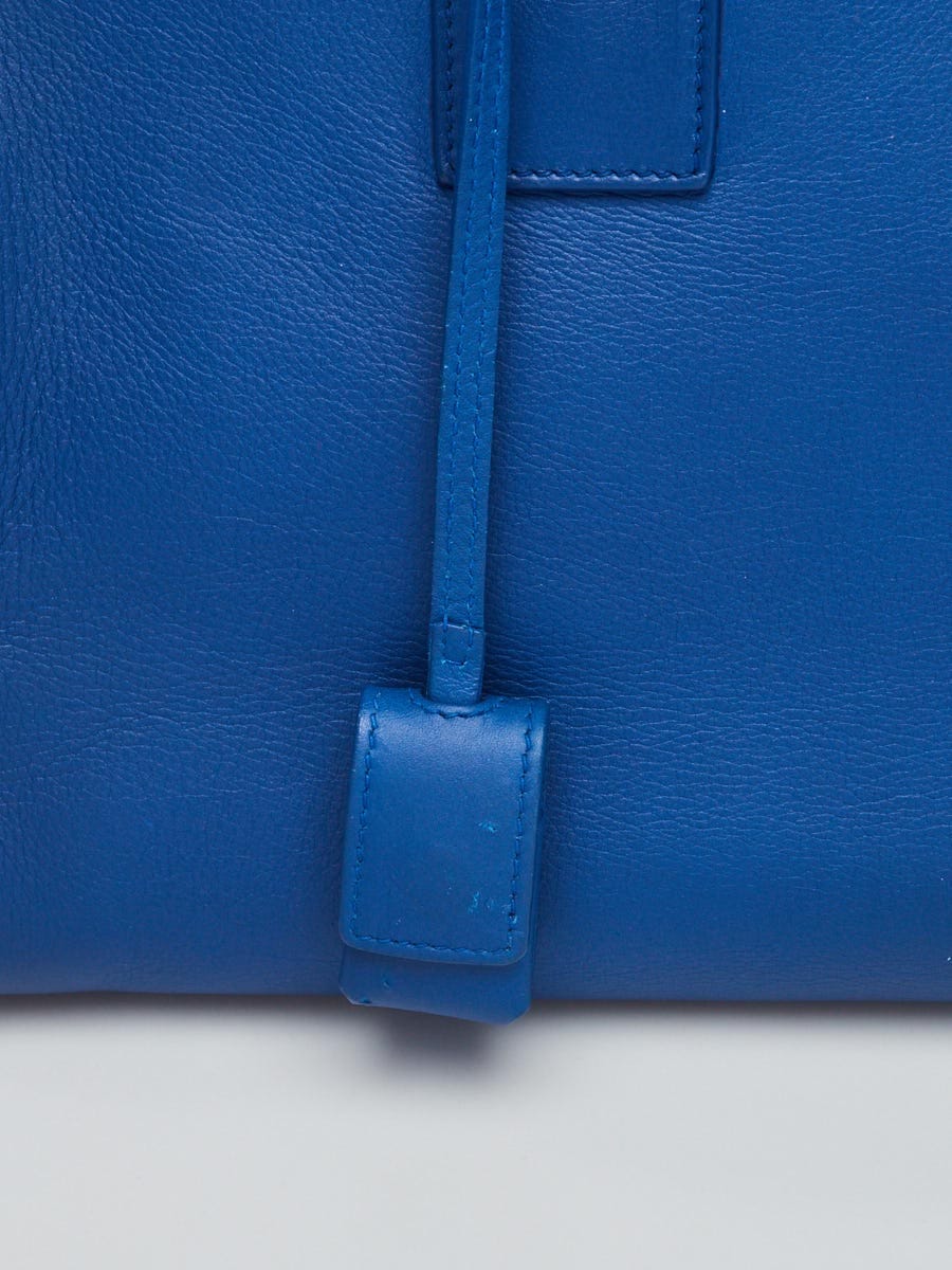 Yves Saint Laurent Blue Leather Small Sac de Jour Tote Bag