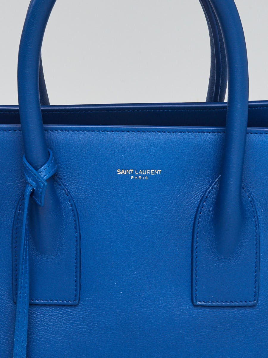 Yves Saint Laurent Blue Leather Small Sac de Jour Tote Bag