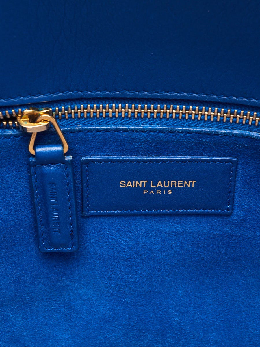 Yves Saint Laurent Blue Leather Small Sac de Jour Tote Bag