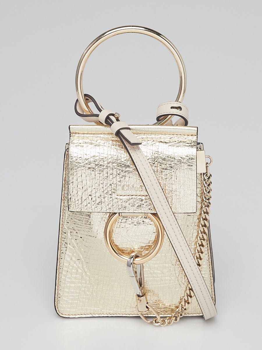 Chloe Metallic Gold Crinkle Leather Small Faye Bracelet Bag - Yoogi's Closet