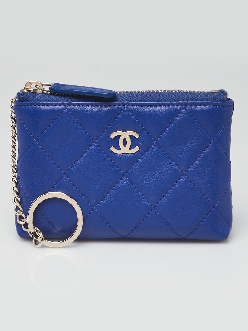 Chanel Dark Blue Quilted Lambskin Leather CC O-Key Holder