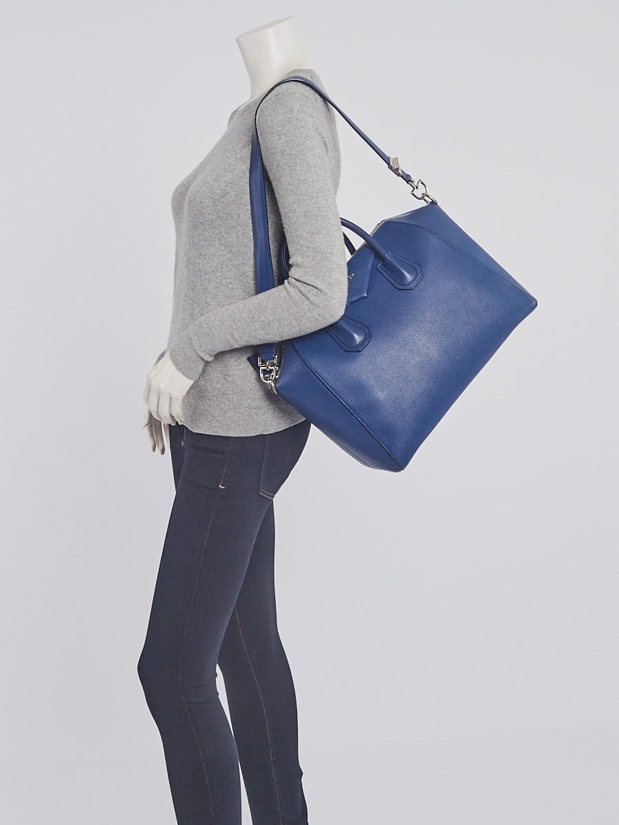 Givenchy Blue Sugar Goatskin Leather Mini Antigona Bag