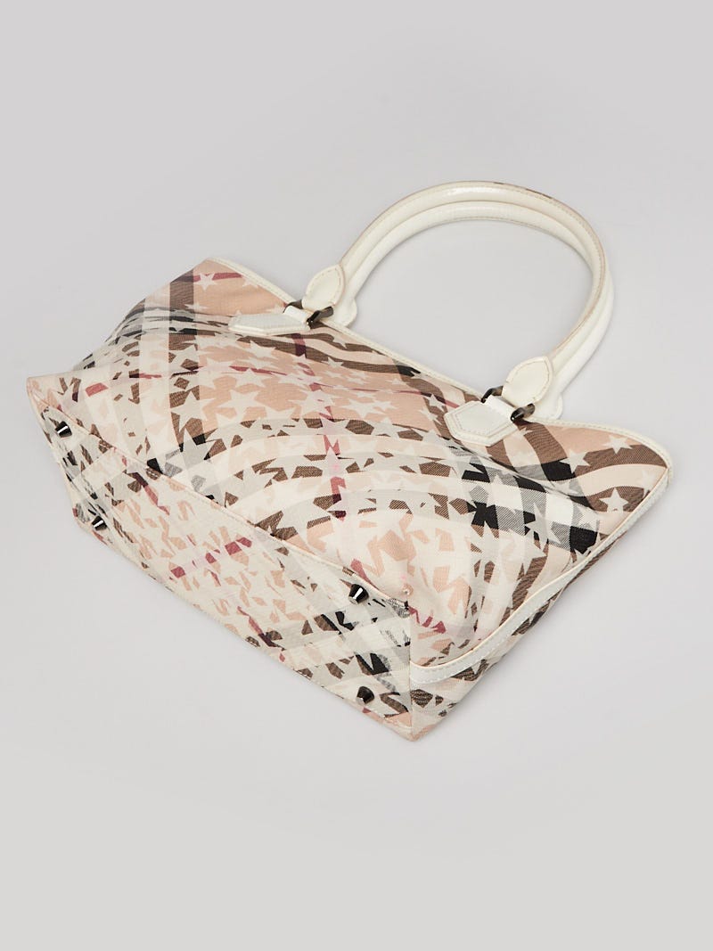 Burberry White Patent Leather Nova Printer Stars Coated