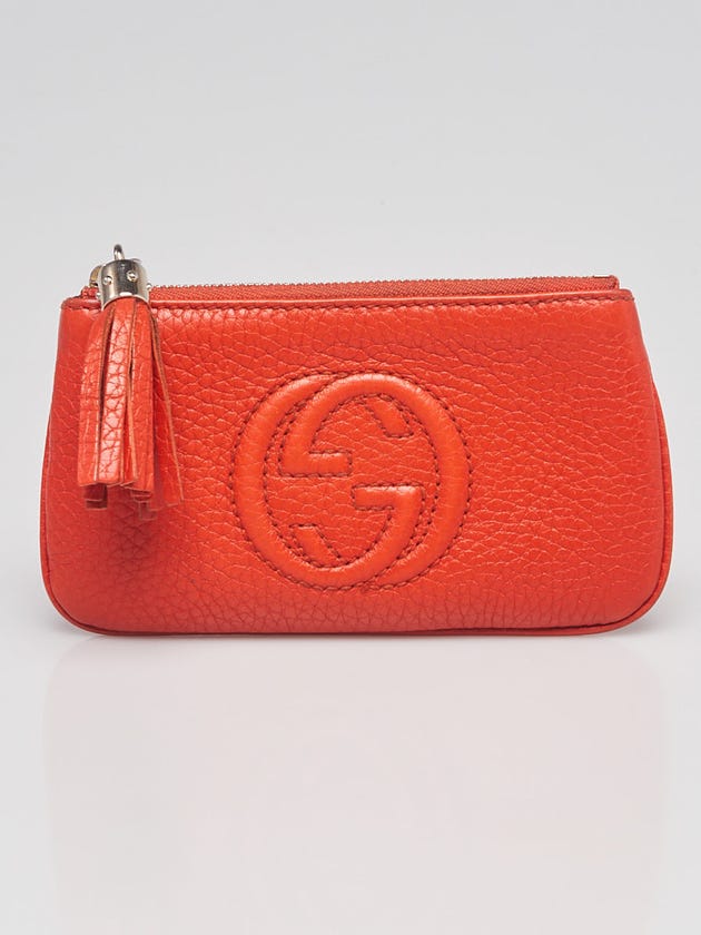 Gucci Orange Pebbled Leather Soho Pochette Cles Key Holder