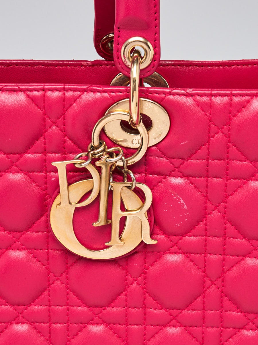 Dior, Bags, Christian Dior Pink Lambskin Large Lady Dior Shoulder Bag