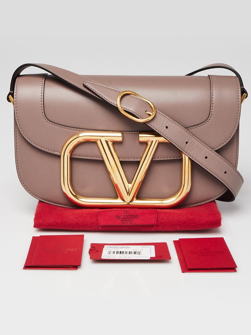 Valentino Small Supervee Shoulder Bag In Calfskin Brown