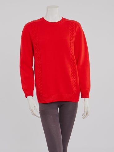 Gucci Red Wool Cable Knit Sweater Size XS
