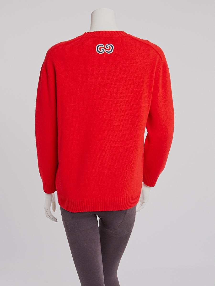 Gucci Red Wool Cable Knit Sweater Size XS