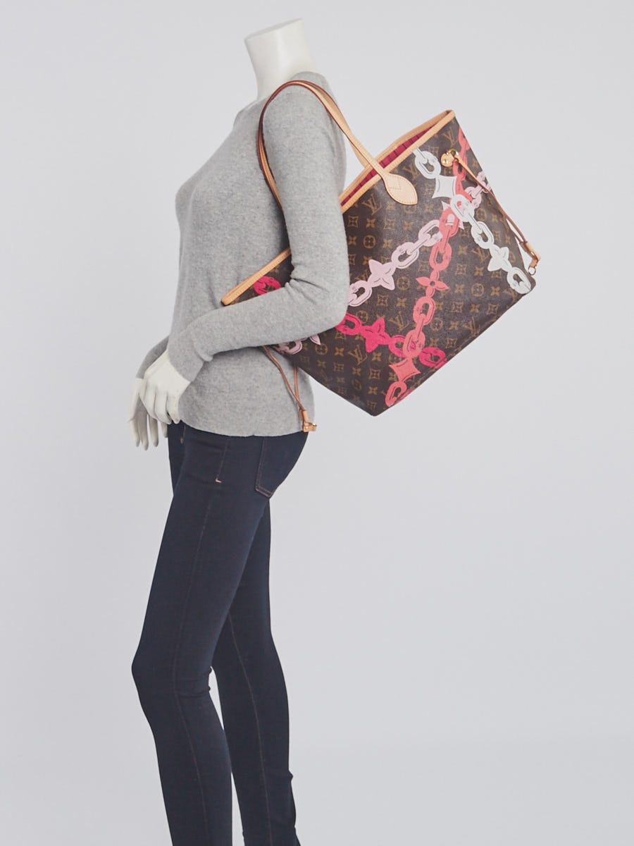 Louis Vuitton, Bags, Louis Vuittonauthentic Limited Edition Monogram Chain  Flower Neverfull Mm Bag