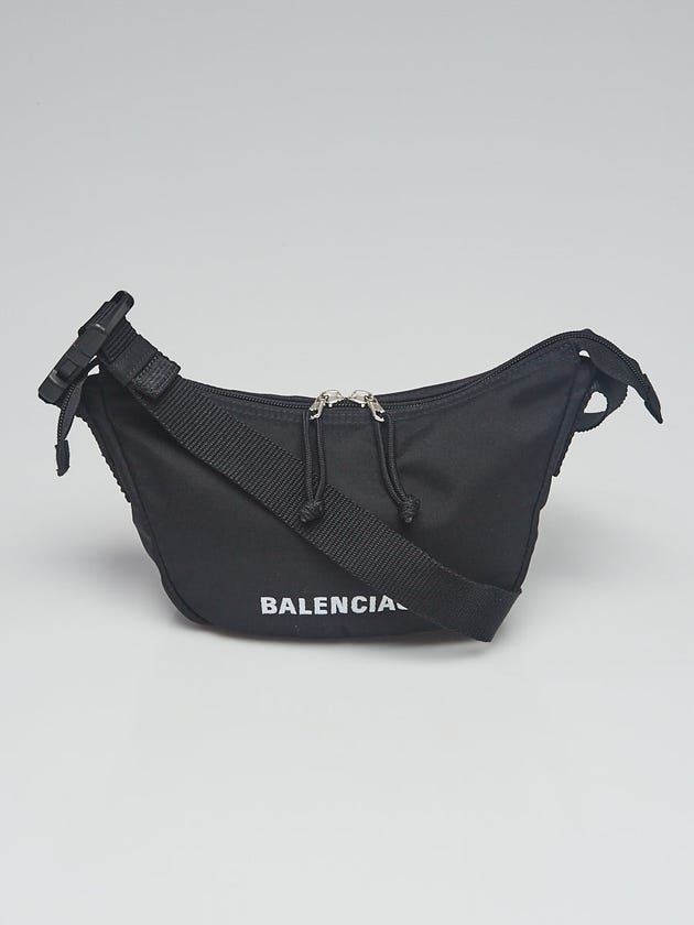 Balenciaga Black Nylon Wheel Shoulder Sling Bag