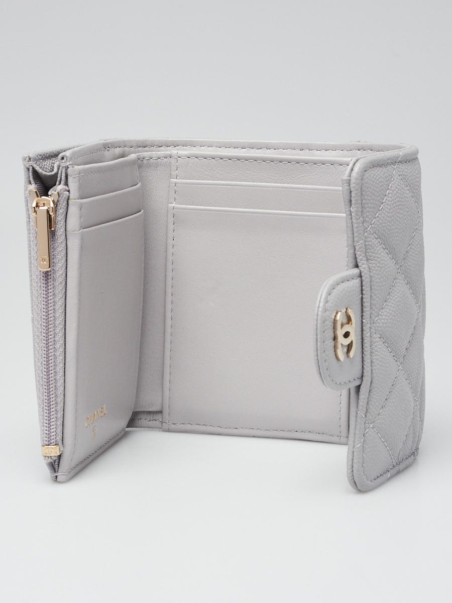 CHANEL Caviar Quilted Flap Card Holder Wallet Grey 769749