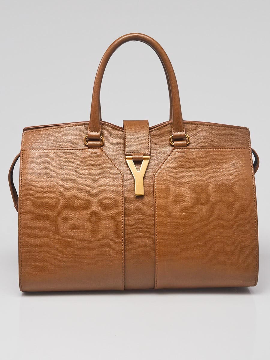 Yves Saint Laurent Brown Textured Leather Medium Cabas ChYc Bag