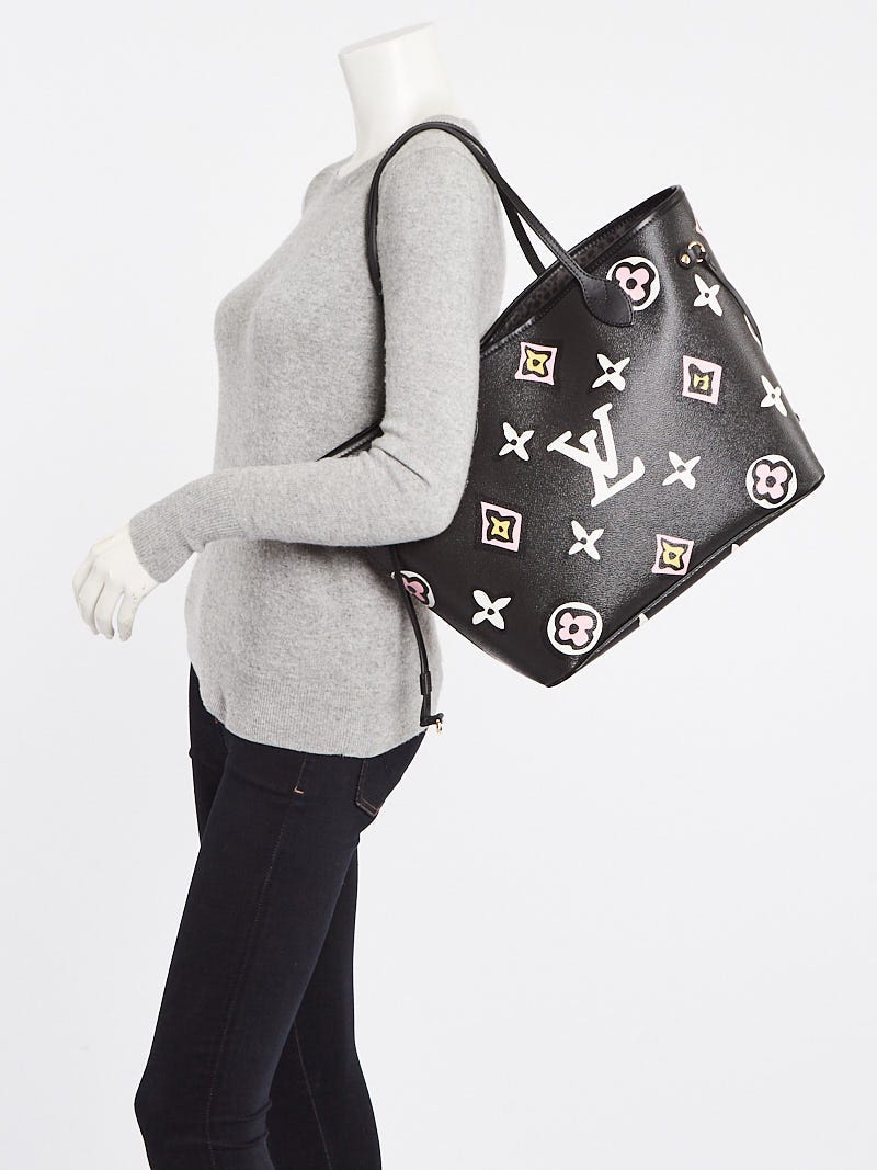 Louis Vuitton Neverfull MM Wild At Heart Black White Tote Handle Shoulder  Bag