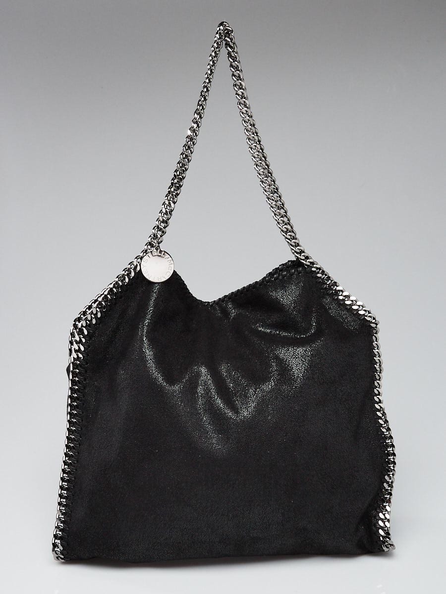 Stella McCartney Black Shaggy Deer Faux-Leather Falabella Small Tote Bag |  Yoogi's Closet