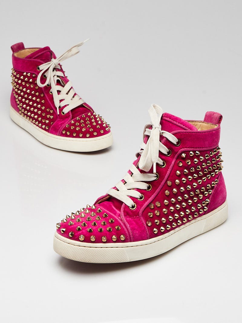 Christian Louboutin Louis Spikes High Top Sneakers, Red