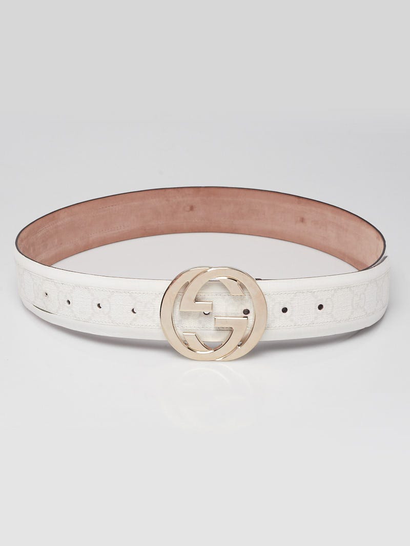 Gucci GG Leather Belt White