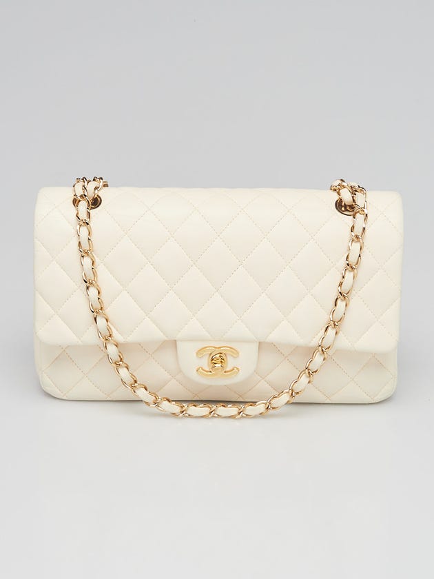 Chanel Ivory Quilted Lambskin Leather Classic Medium Double Flap Bag