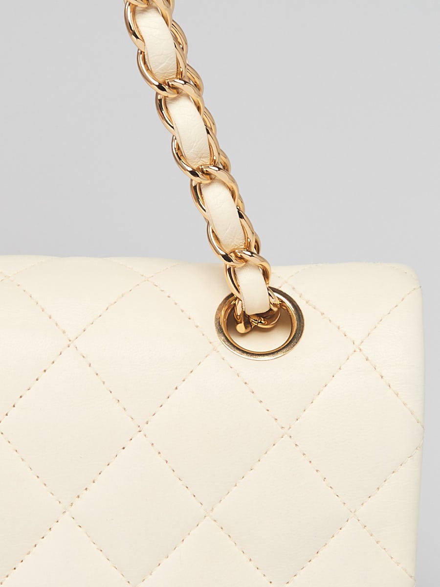 Chanel Ivory Quilted Lambskin Leather Classic Medium Double Flap
