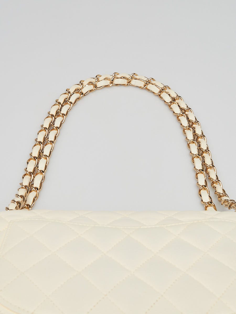 Chanel Ivory Quilted Lambskin Leather Classic Medium Double Flap Bag -  Yoogi's Closet