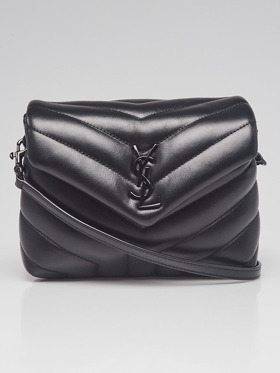 Yves Saint Laurent Black Chevron Quilted Leather Toy LouLou Shoulder Bag