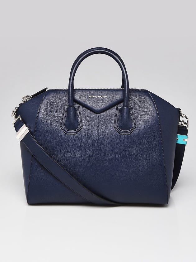 Givenchy Deep Blue Sugar Goatskin Leather Medium Antigona Bag