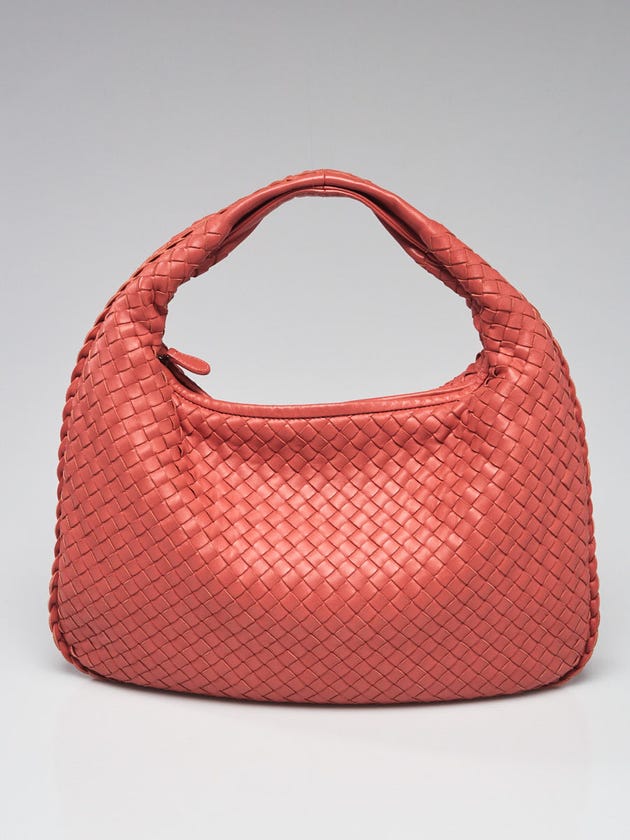 Bottega Veneta Pink Intrecciato Nappa Leather Small Veneta Hobo Bag