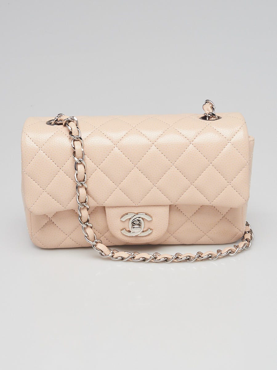 Chanel Light Pink Quilted Lambskin Leather Classic Rectangular