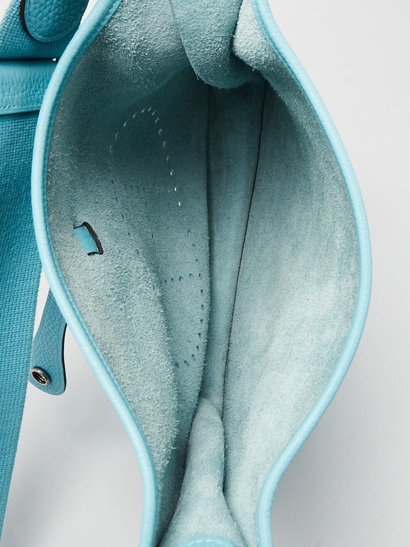 Hermes Blue Atoll Clemence Leather Evelyne PM III Bag | Yoogi's Closet