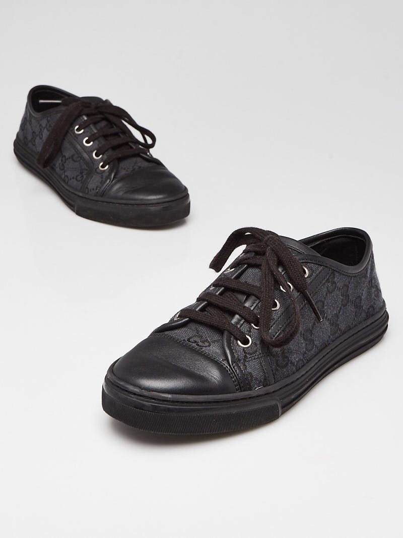 Black GG Supreme canvas and leather trainers