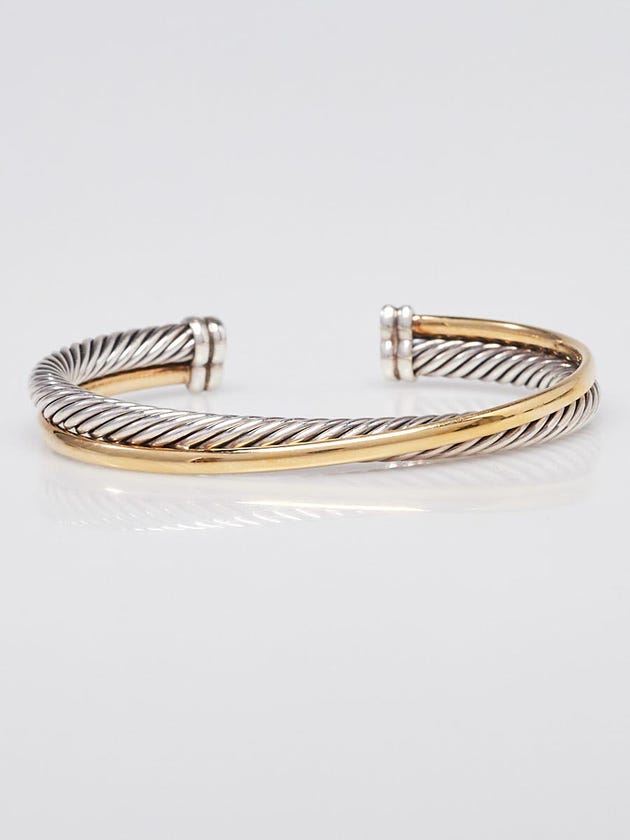 David Yurman 5mm Sterling Silver and 18k Gold Crossover Cuff Bracelet