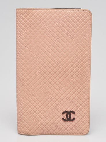 Chanel Beige Embossed Lambskin Leather L Yen Wallet