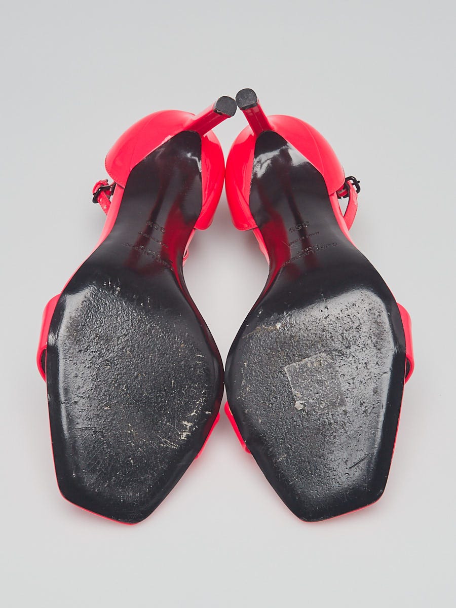 Yves Saint Laurent Pink Patent Leather Open Toe Sandals Size