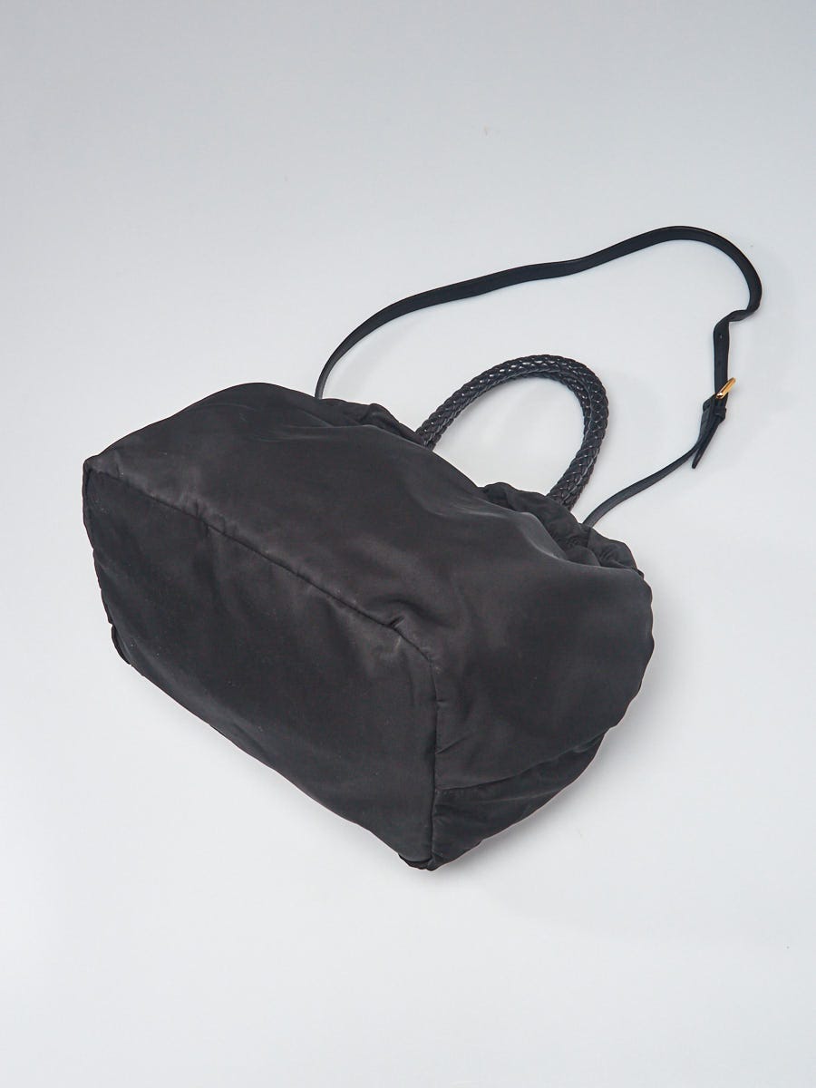 Prada Black Tessuto Nylon Bow Crossbody Tote Bag | Yoogi's Closet