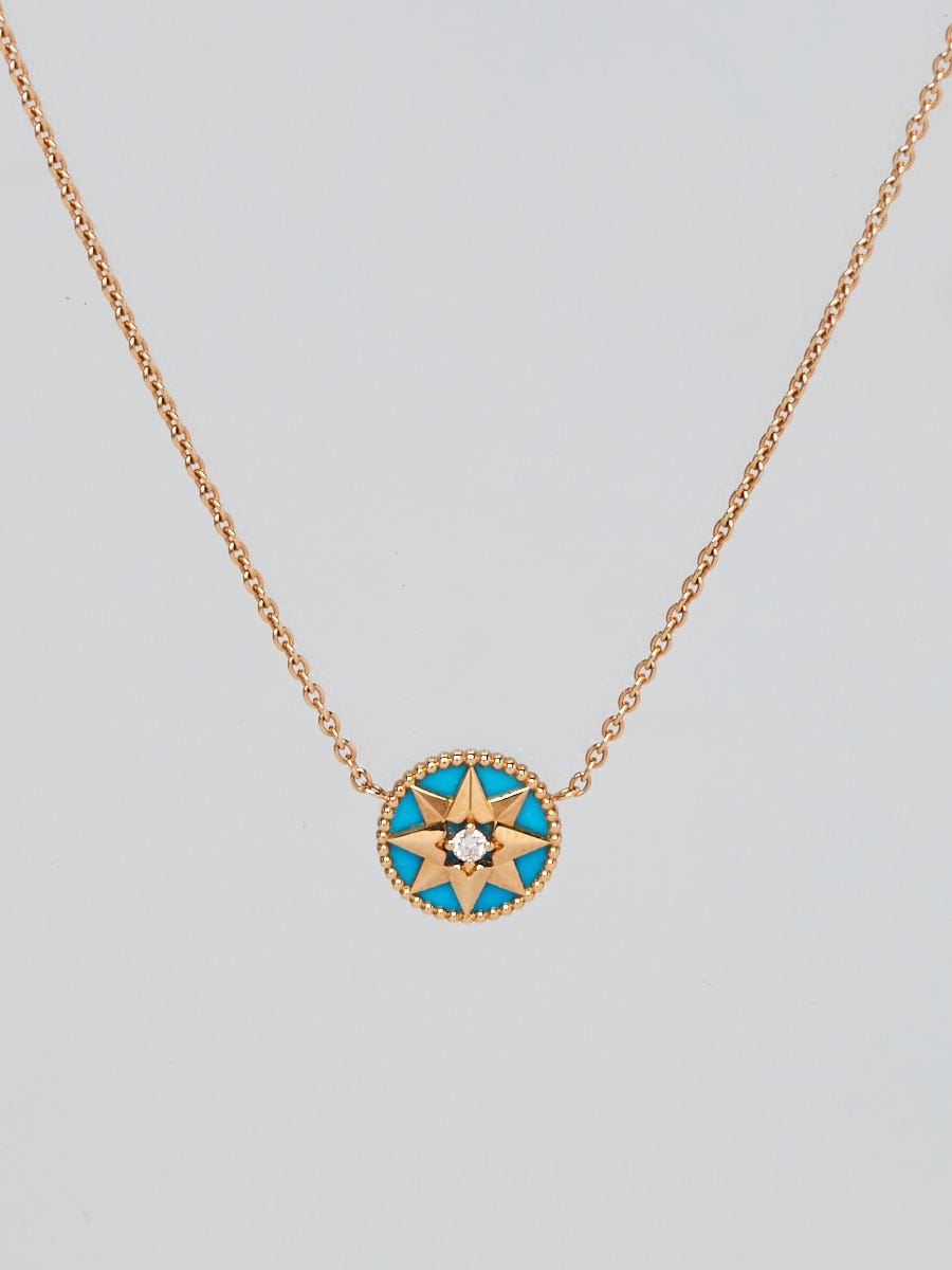 Rose Des Vents Necklace Yellow Gold, Diamond and Turquoise