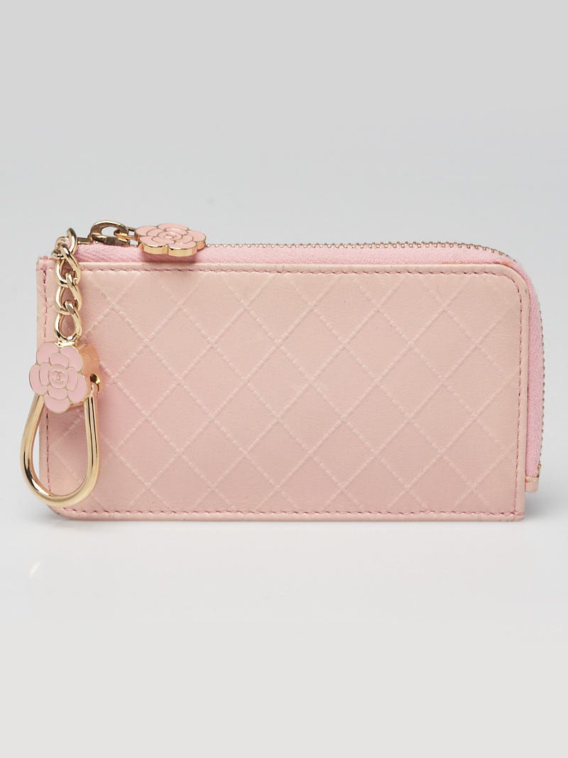 Chanel Pink Quilted Leather Camellia Key Ring Holder Chanel Pink Quilted Leather Camellia Key Ring Holder