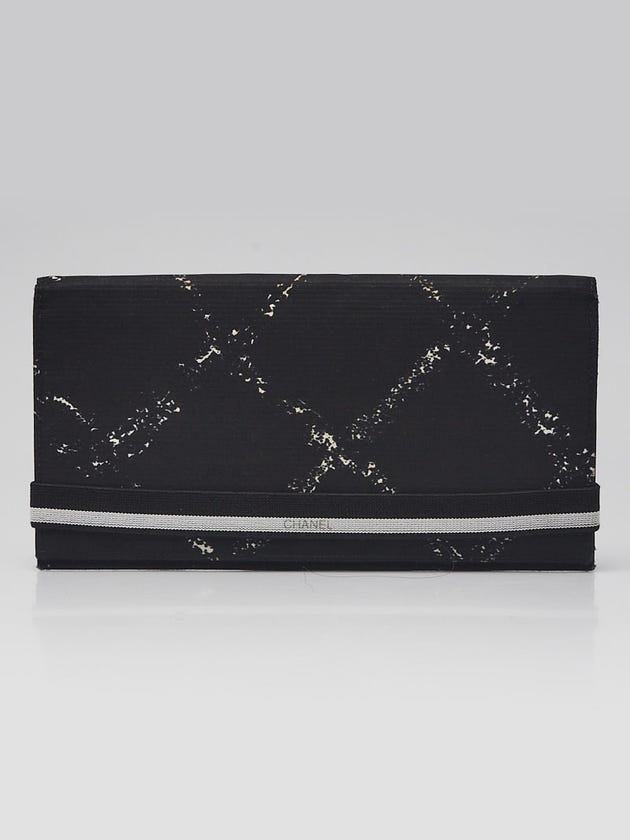 Chanel Black/White Nylon By The Sea Diamond Print Long Wallet