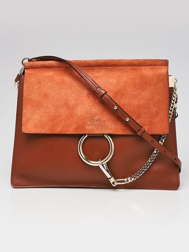 Chloe Classic Tobacco Leather/Suede Faye Medium Shoulder Bag