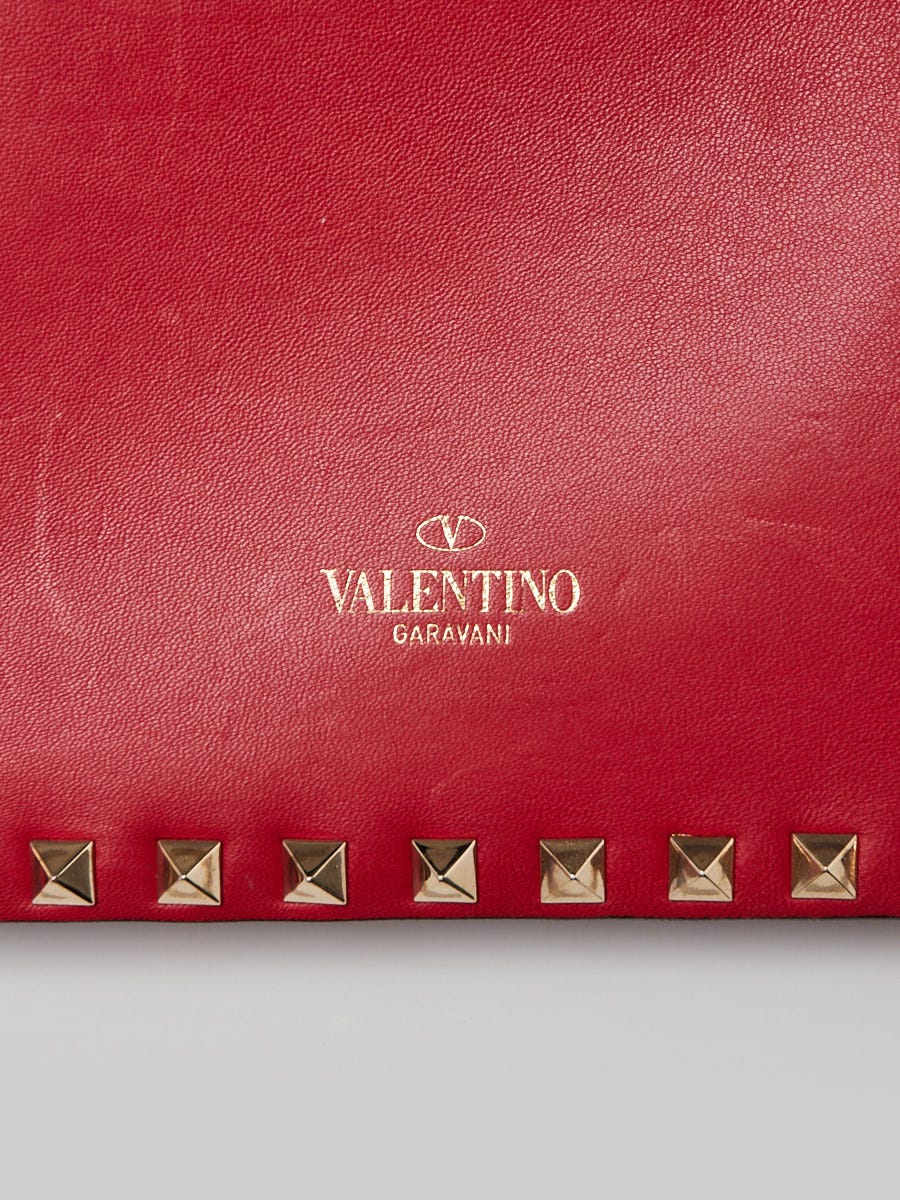 Valentino Red Leather Rockstud Clutch Bag