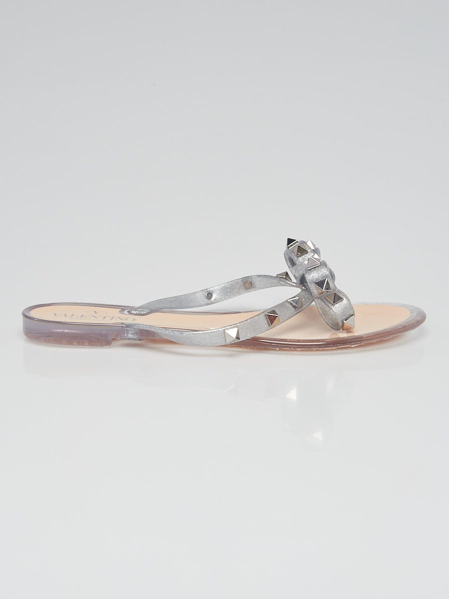 Silver valentino flip outlet flops