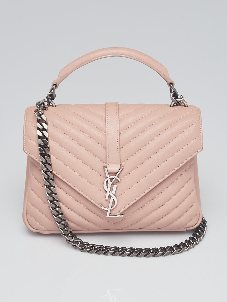 Yves Saint Laurent Light Pink Chevron Quilted Leather Monogram