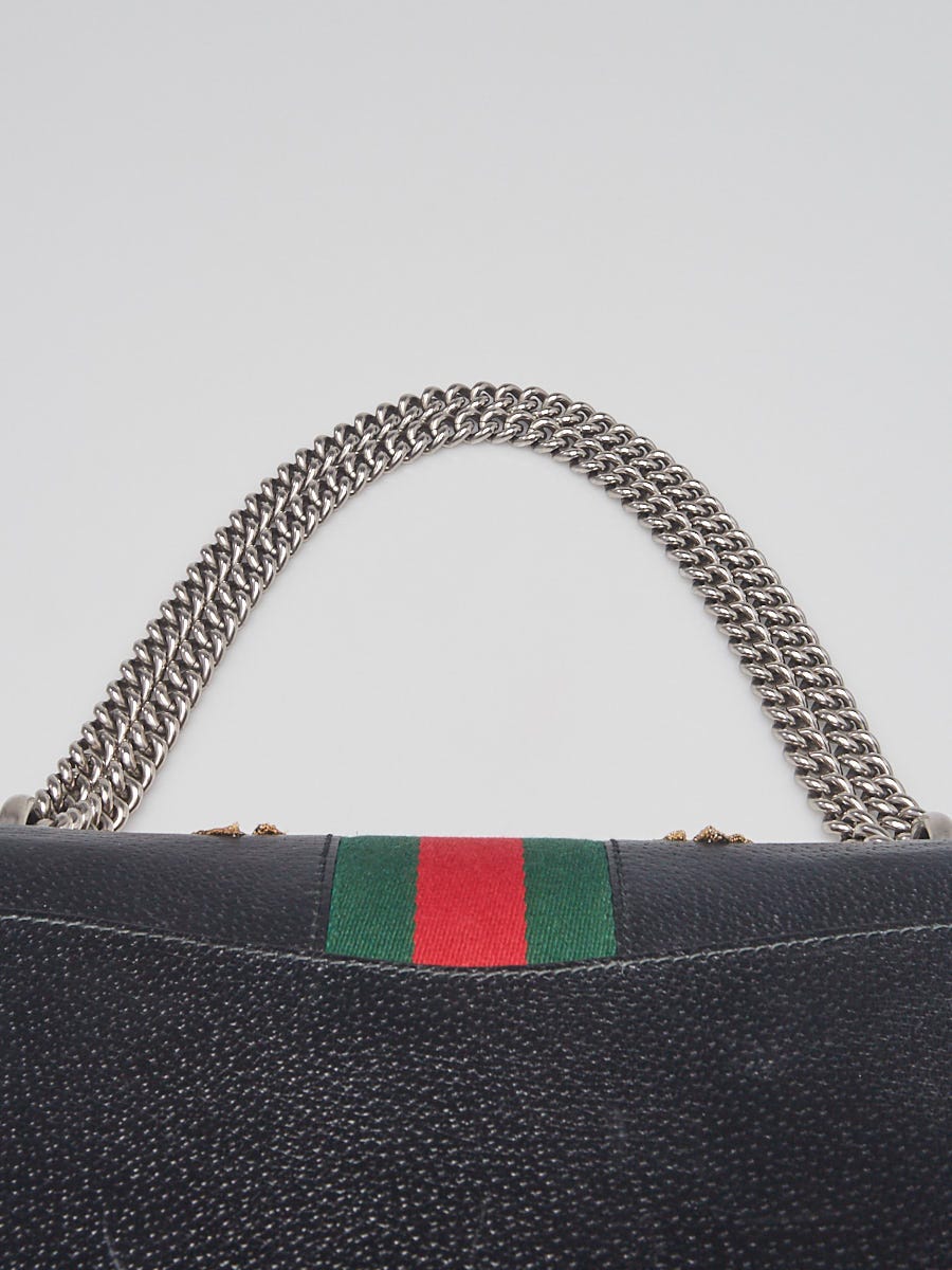 Gucci Black Leather Floral Embroidered Medium Dionysus Shoulder