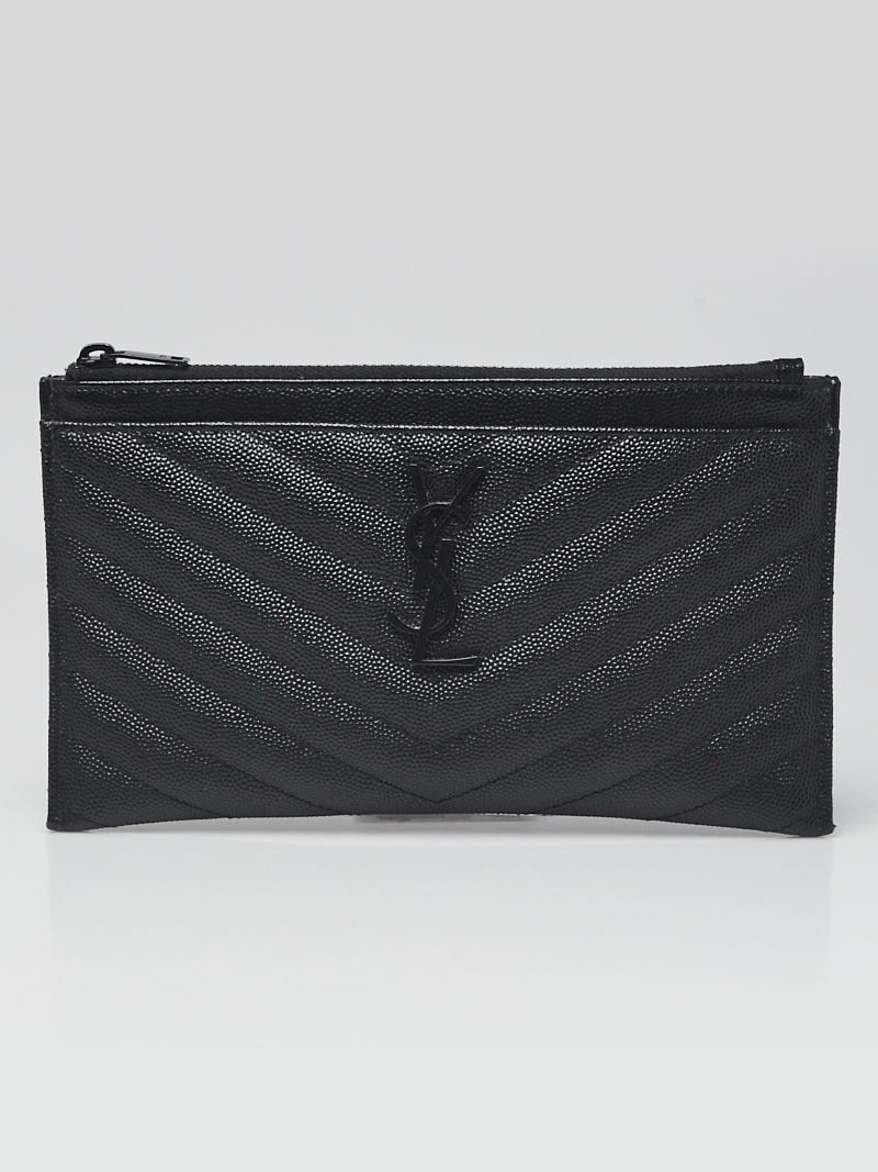 Yves Saint Laurent Black Quilted Leather Monogram Medium Pouch
