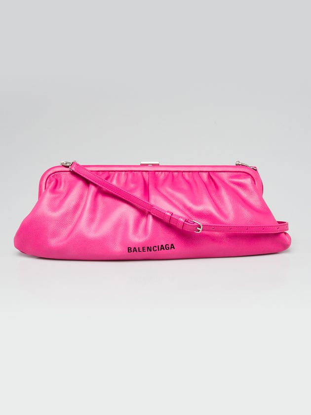 Balenciaga Fuchsia Grained Leather XL Cloud Clutch Bag