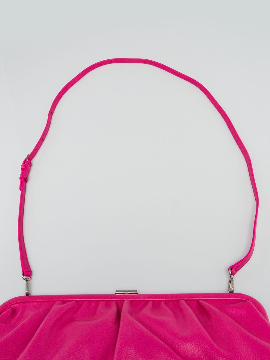 Balenciaga Monogram Nylon Calfskin Shift Clutch in Fuchsia