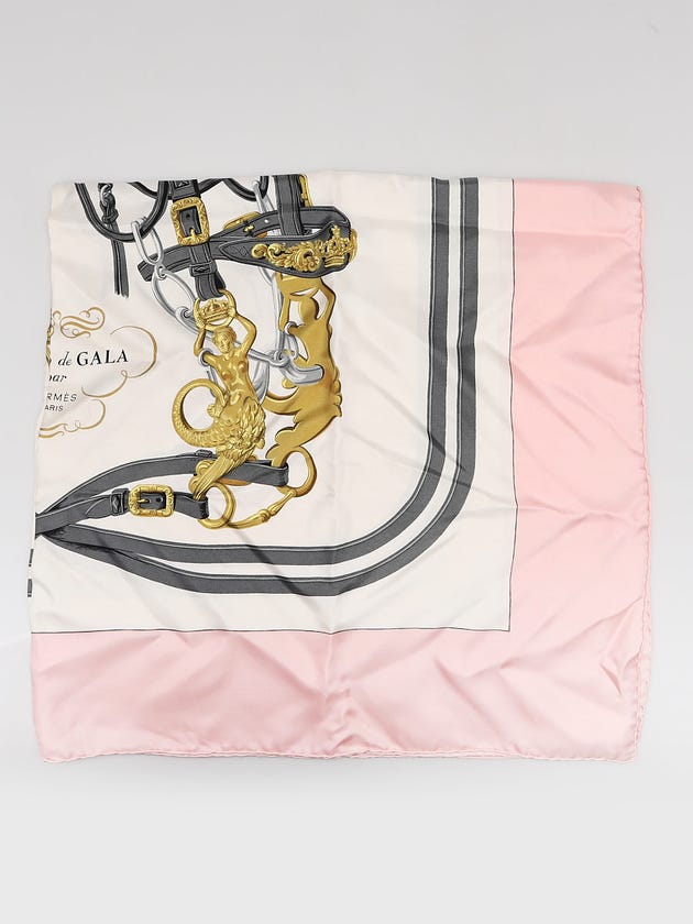 Hermes 90cm Pink/White Silk Brides de Gala Square Scarf