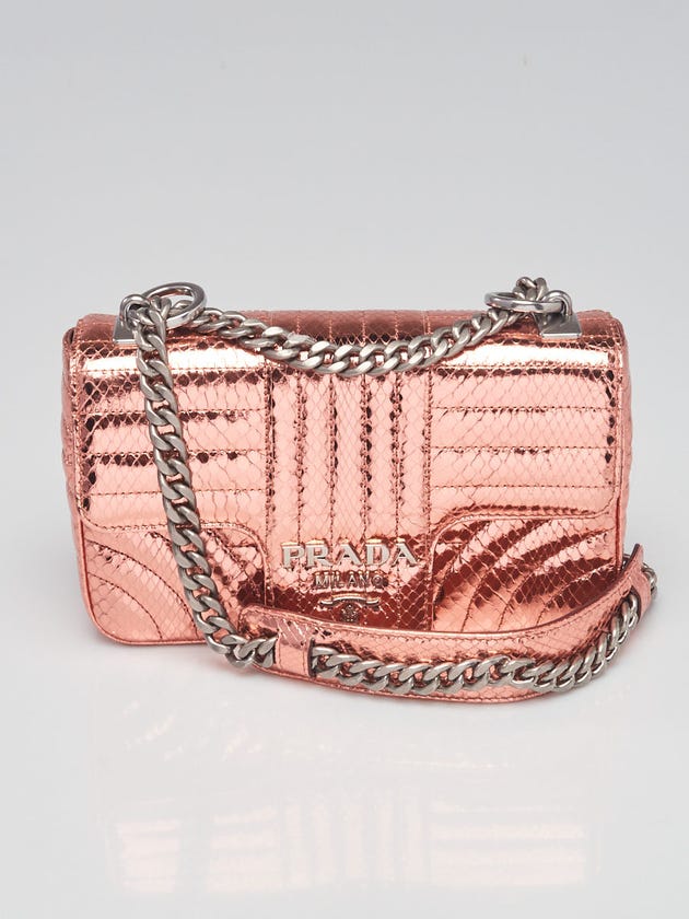Prada Antico Mordo Metallic Python Diagramme Crossbody Bag 1BD107