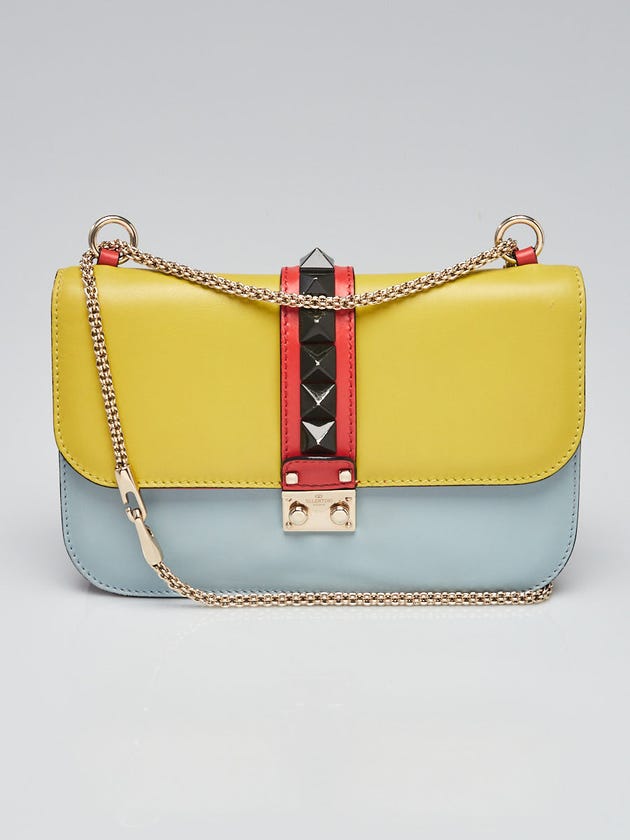 Valentino Multicolor Smooth Leather Rockstud Glam Lock Medium Flap Bag