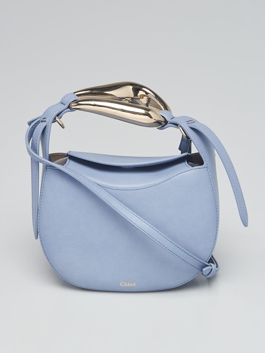 Chloe Light Blue Leather Small Kiss Crossbody Bag | Yoogi's Closet