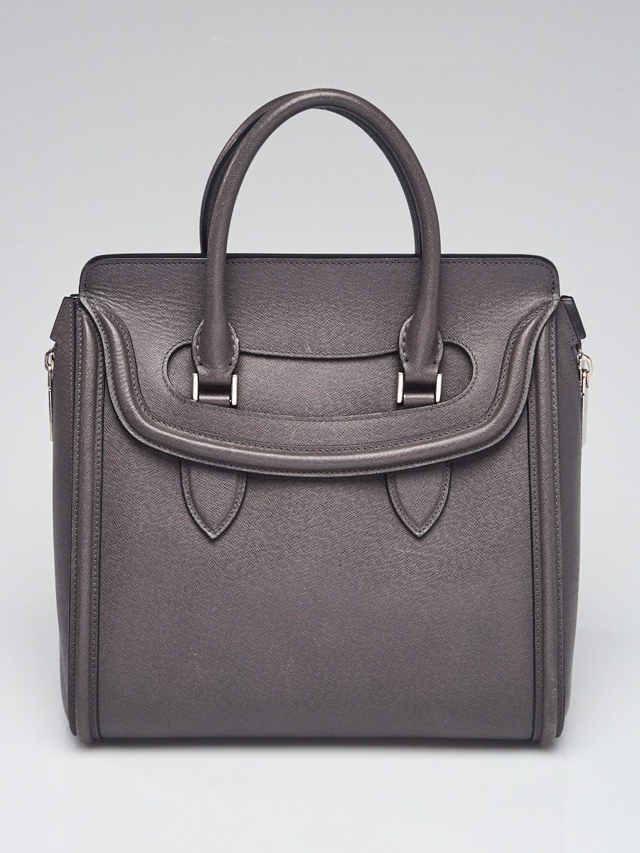 Alexander McQueen Dark Grey Grained Leather Heroine Satchel Bag