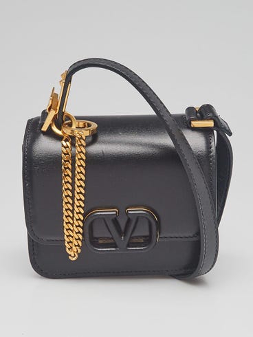 Valentino Black Smooth Calfskin Leather VSLING Micro Shoulder Bag